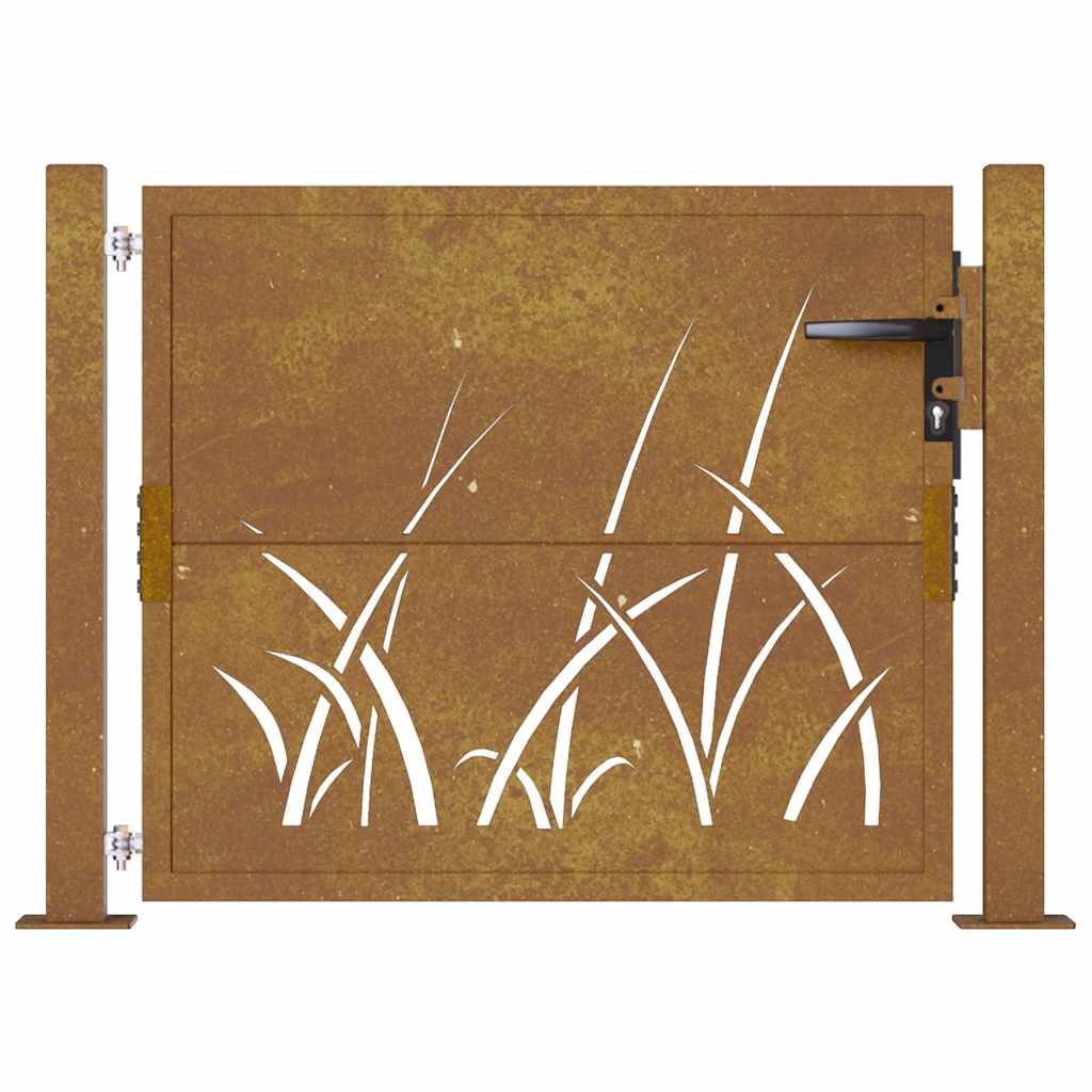 Garden Gate 100x75 cm Corten Steel Grass Design