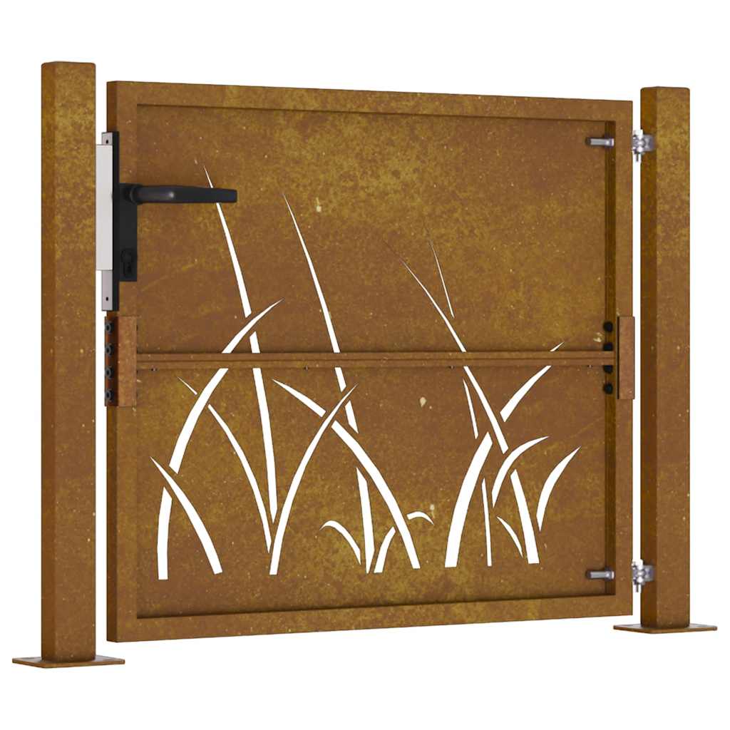 Garden Gate 100x75 cm Corten Steel Grass Design