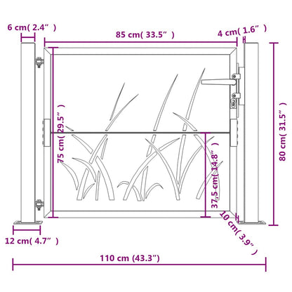 Garden Gate 100x75 cm Corten Steel Grass Design