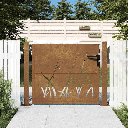 Garden Gate 100x75 cm Corten Steel Grass Design