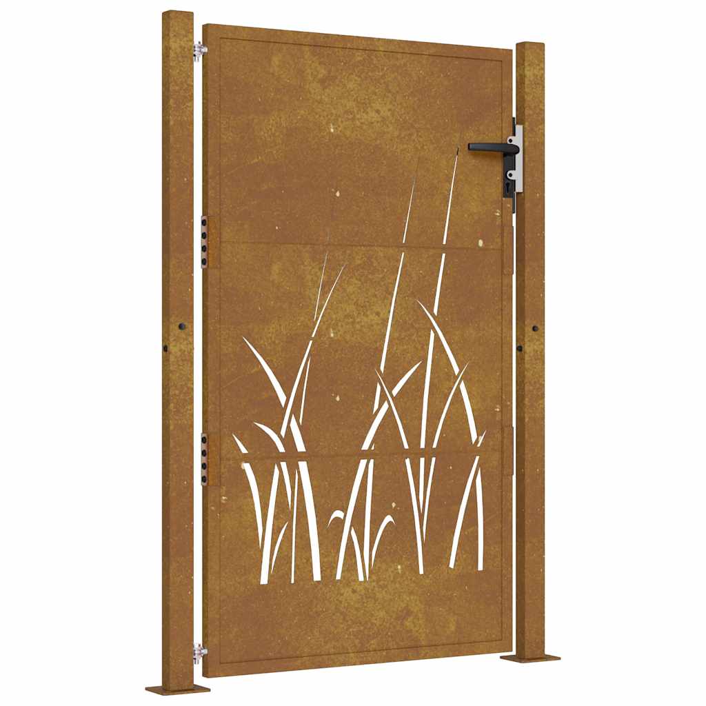 Garden Gate 100x125 cm Corten Steel Grass Design