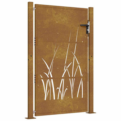 Garden Gate 100x125 cm Corten Steel Grass Design