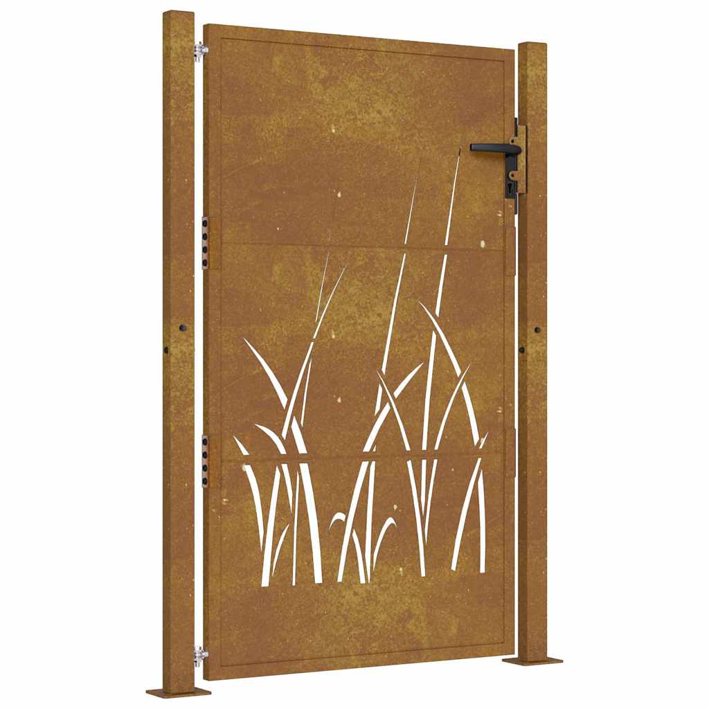 Garden Gate 100x125 cm Corten Steel Grass Design