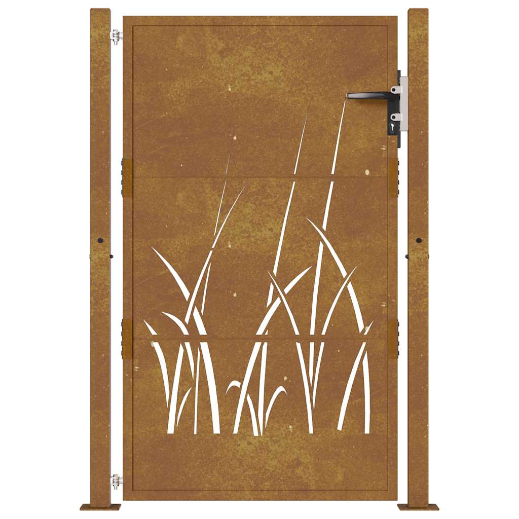 Garden Gate 100x125 cm Corten Steel Grass Design