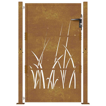 Garden Gate 100x125 cm Corten Steel Grass Design