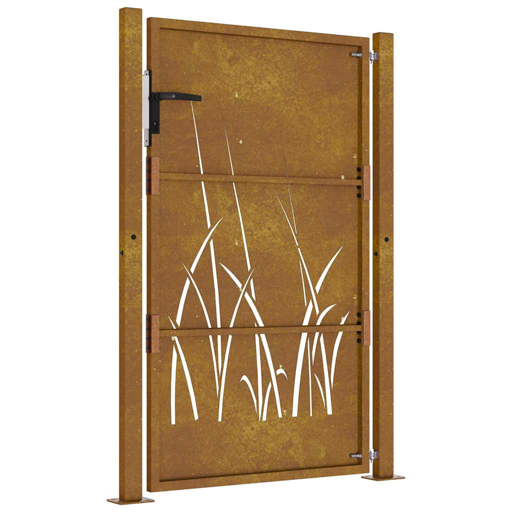 Garden Gate 100x125 cm Corten Steel Grass Design