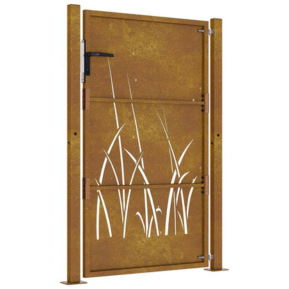 Garden Gate 100x125 cm Corten Steel Grass Design