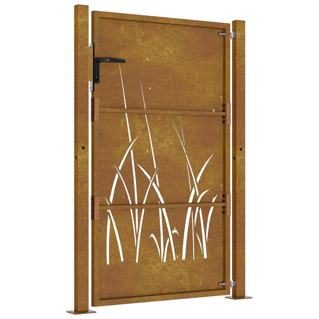 Garden Gate 100x125 cm Corten Steel Grass Design