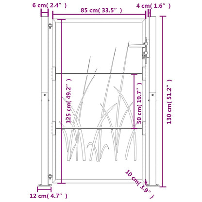 Garden Gate 100x125 cm Corten Steel Grass Design