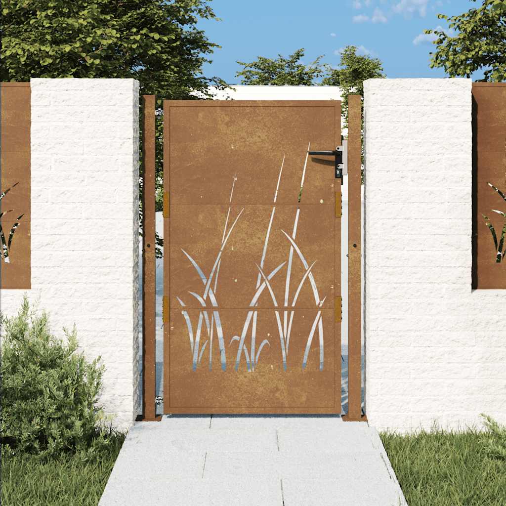 Garden Gate 100x150 cm Corten Steel Grass Design