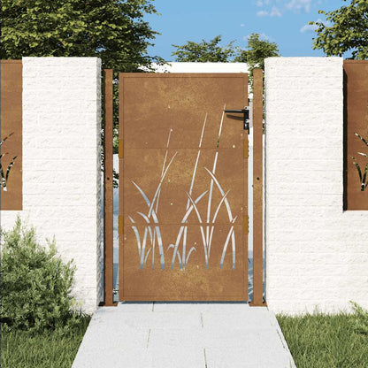 Garden Gate 100x150 cm Corten Steel Grass Design