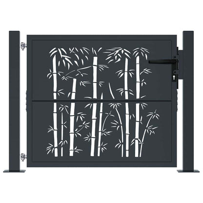Garden Gate Anthracite 100x75 cm Steel Bamboo Design