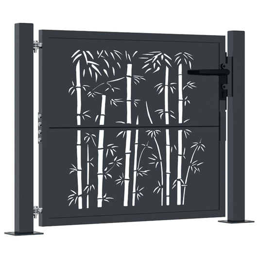Garden Gate Anthracite 100x100 cm Steel Bamboo Design