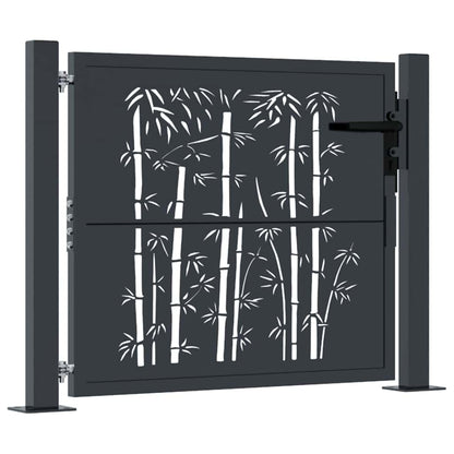 Garden Gate Anthracite 100x100 cm Steel Bamboo Design