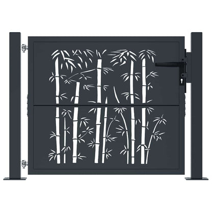 Garden Gate Anthracite 100x100 cm Steel Bamboo Design