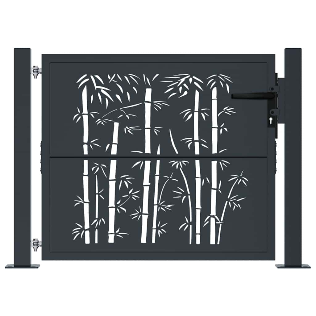 Garden Gate Anthracite 100x100 cm Steel Bamboo Design