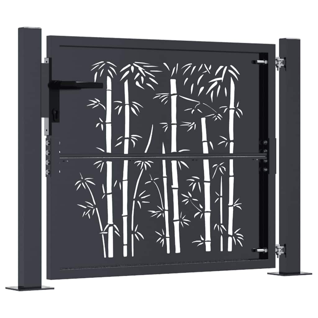 Garden Gate Anthracite 100x100 cm Steel Bamboo Design