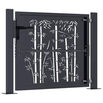 Garden Gate Anthracite 100x100 cm Steel Bamboo Design