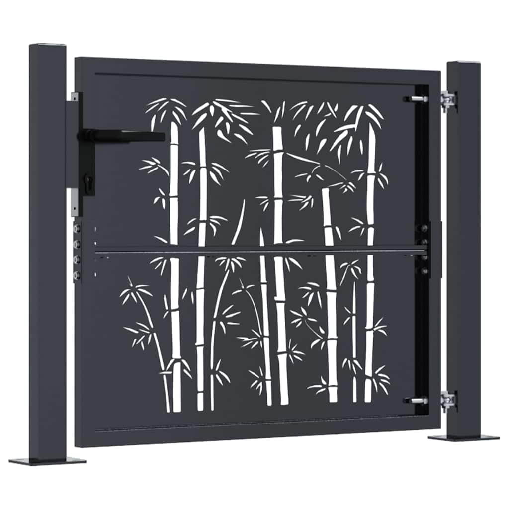 Garden Gate Anthracite 100x100 cm Steel Bamboo Design