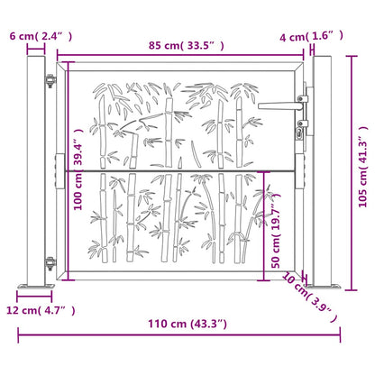 Garden Gate Anthracite 100x100 cm Steel Bamboo Design