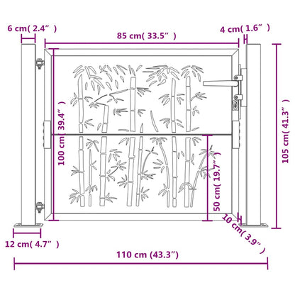 Garden Gate Anthracite 100x100 cm Steel Bamboo Design