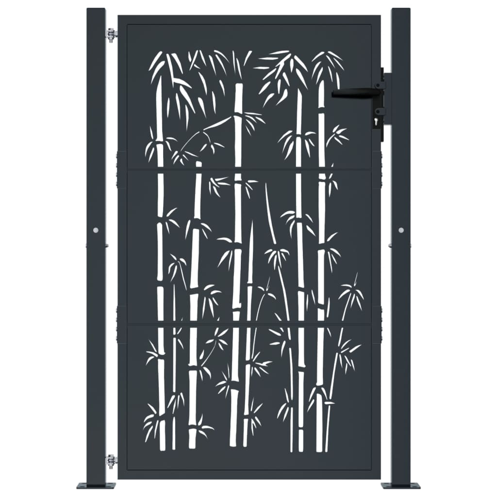 Garden Gate Anthracite 100x125 cm Steel Bamboo Design