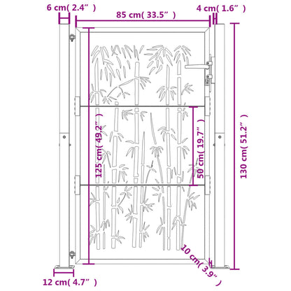 Garden Gate Anthracite 100x125 cm Steel Bamboo Design