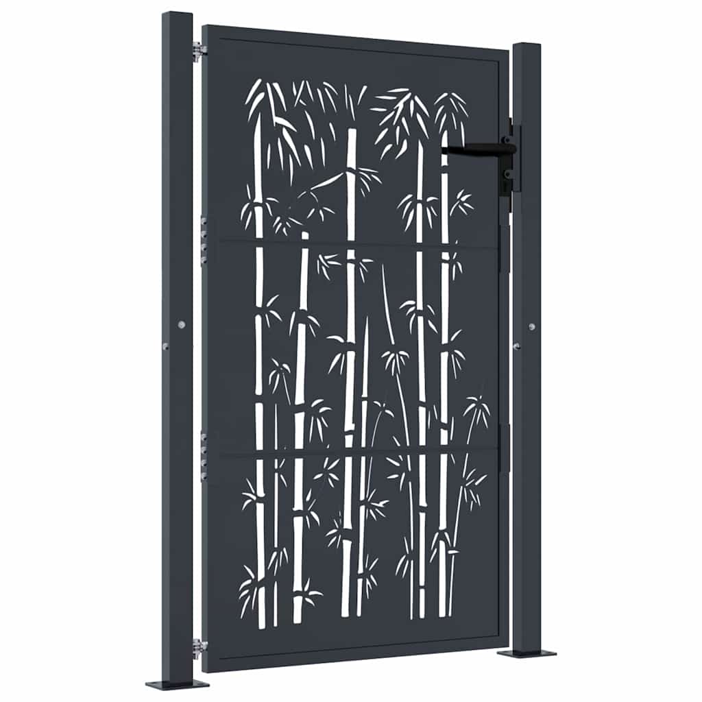 Garden Gate Anthracite 100x150 cm Steel Bamboo Design