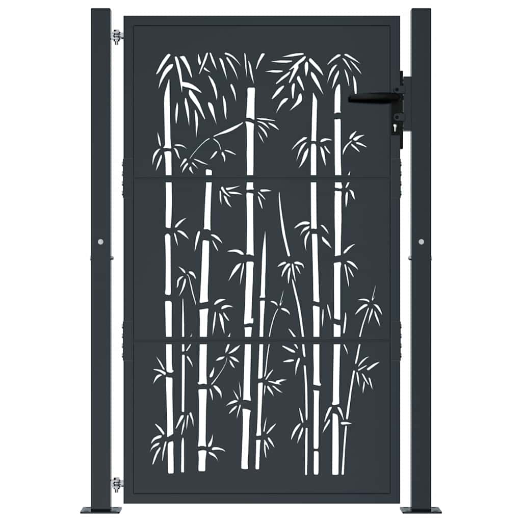 Garden Gate Anthracite 100x150 cm Steel Bamboo Design