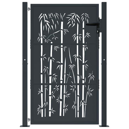 Garden Gate Anthracite 100x150 cm Steel Bamboo Design