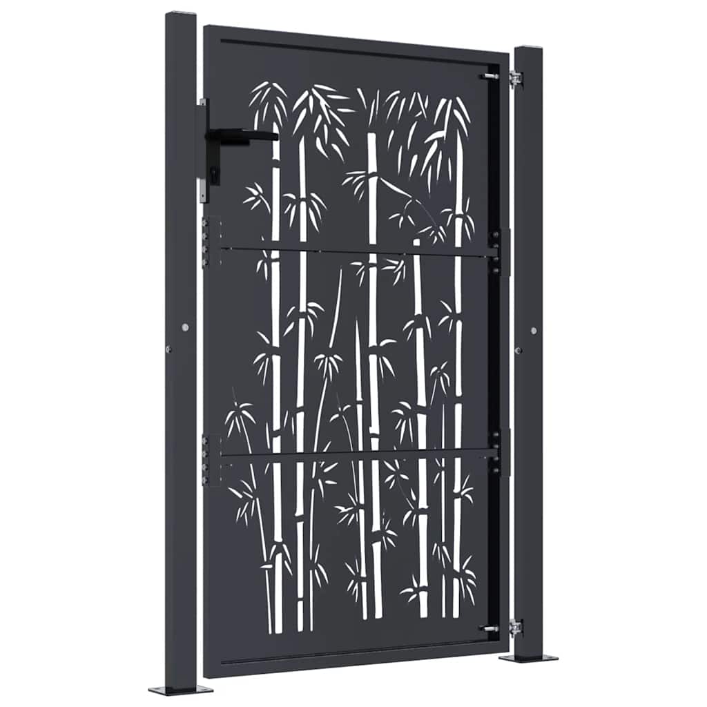 Garden Gate Anthracite 100x150 cm Steel Bamboo Design