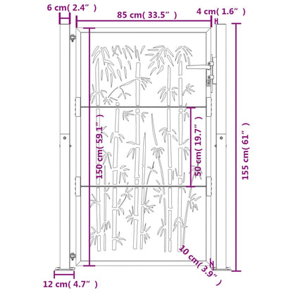 Garden Gate Anthracite 100x150 cm Steel Bamboo Design