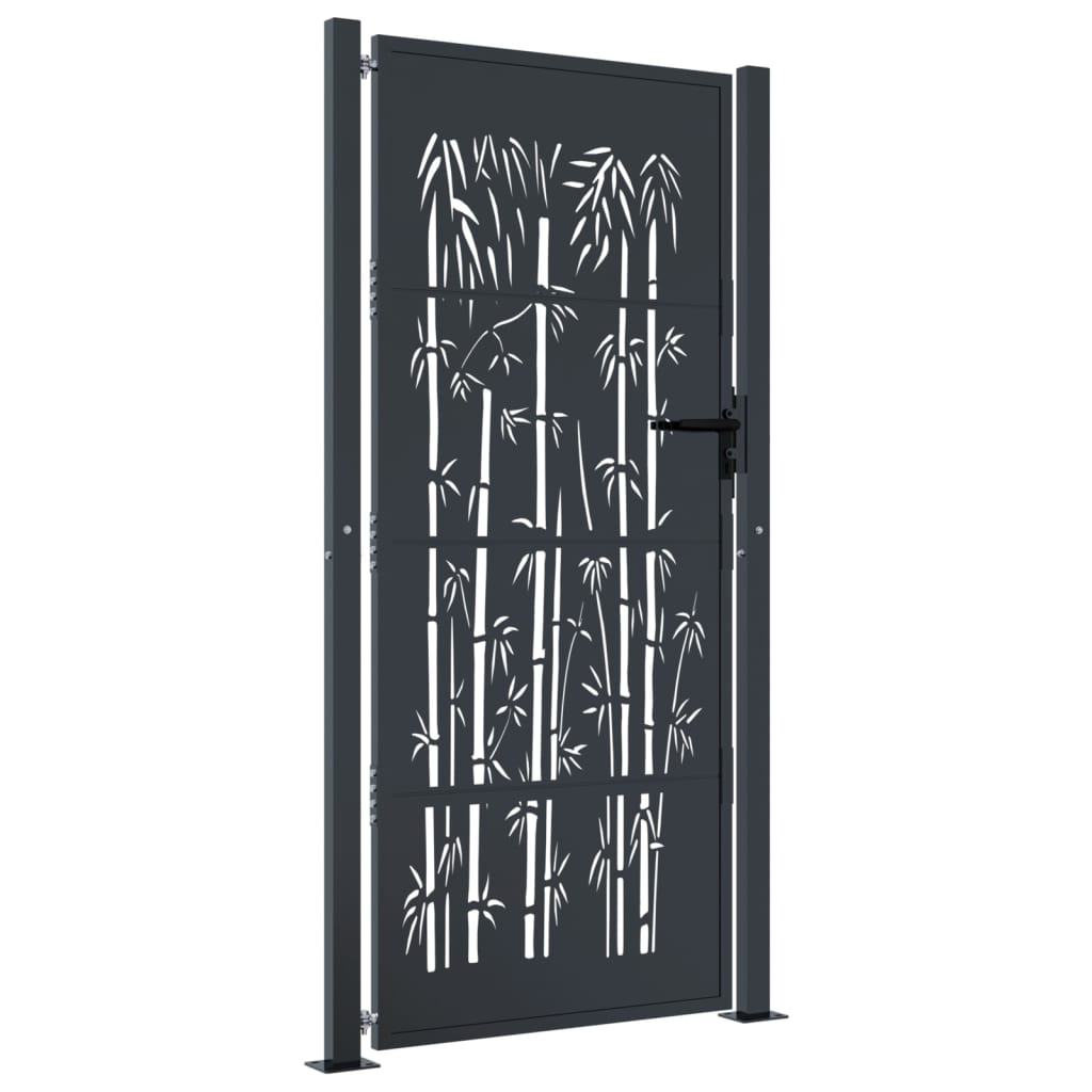 Garden Gate Anthracite 100x175 cm Steel Bamboo Design