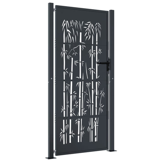 Garden Gate Anthracite 100x175 cm Steel Bamboo Design
