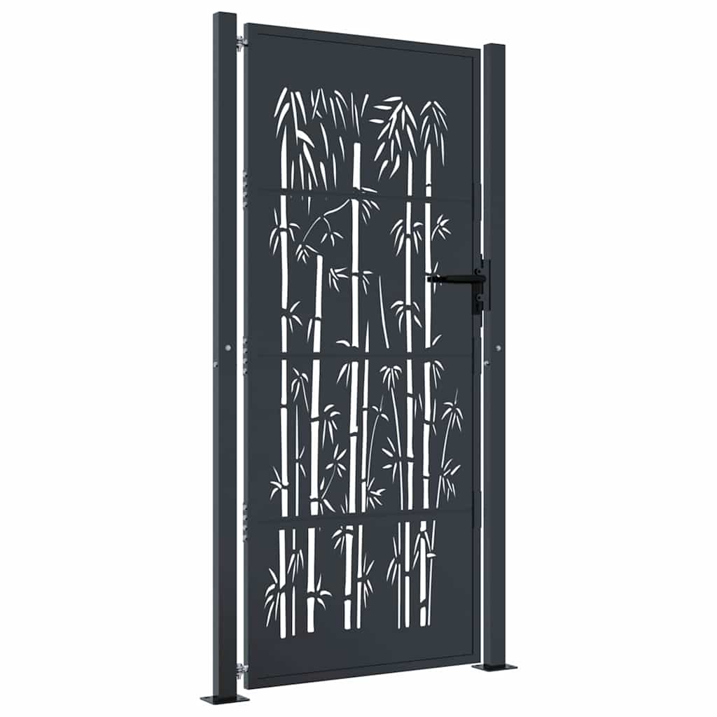 Garden Gate Anthracite 100x175 cm Steel Bamboo Design