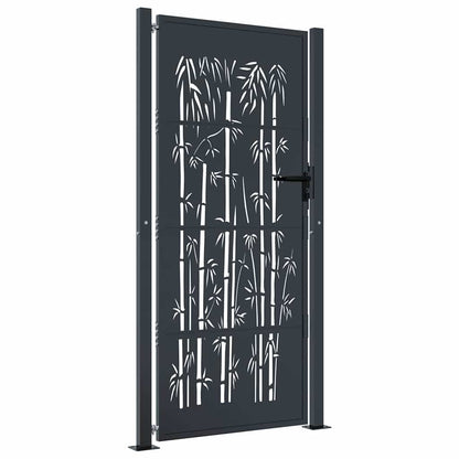 Garden Gate Anthracite 100x175 cm Steel Bamboo Design