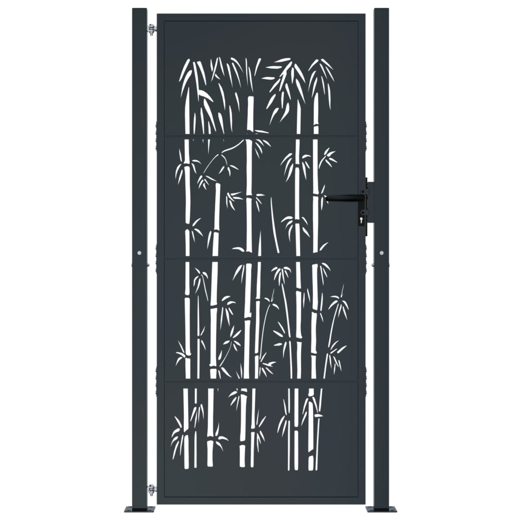 Garden Gate Anthracite 100x175 cm Steel Bamboo Design