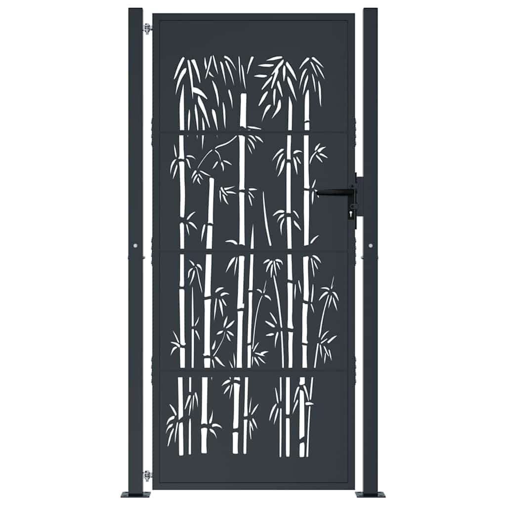 Garden Gate Anthracite 100x175 cm Steel Bamboo Design