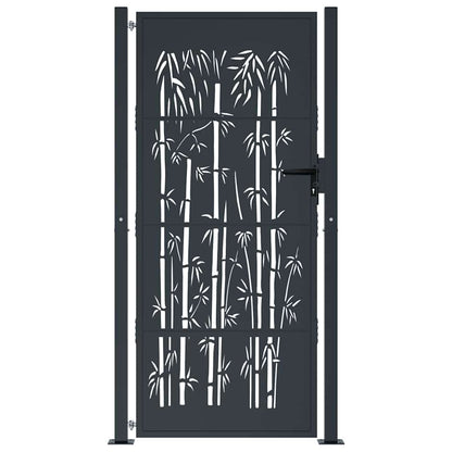 Garden Gate Anthracite 100x175 cm Steel Bamboo Design