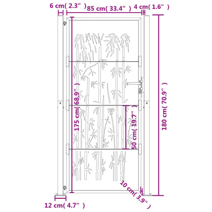 Garden Gate Anthracite 100x175 cm Steel Bamboo Design