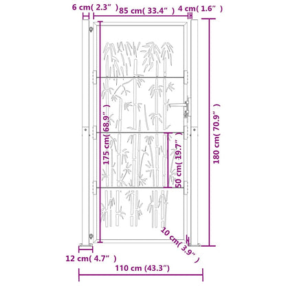 Garden Gate Anthracite 100x175 cm Steel Bamboo Design