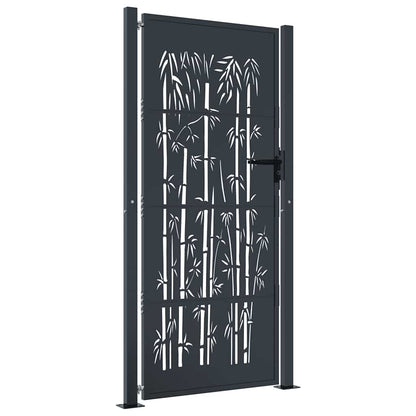 Garden Gate Anthracite 100x200 cm Steel Bamboo Design