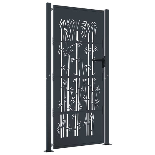 Garden Gate Anthracite 100x200 cm Steel Bamboo Design