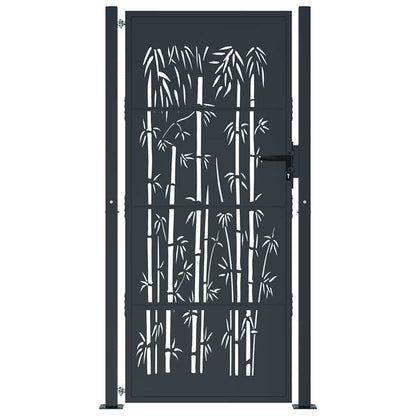 Garden Gate Anthracite 100x200 cm Steel Bamboo Design