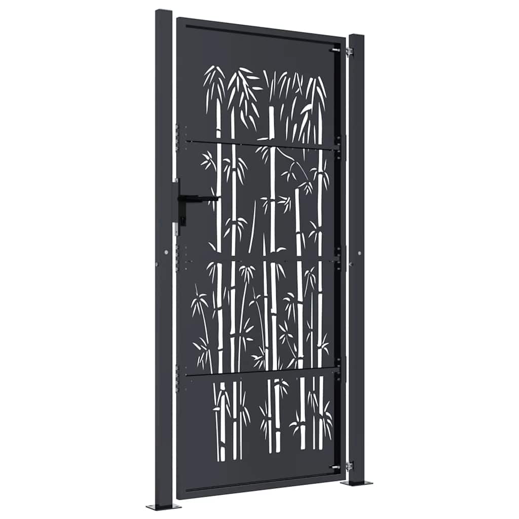 Garden Gate Anthracite 100x200 cm Steel Bamboo Design
