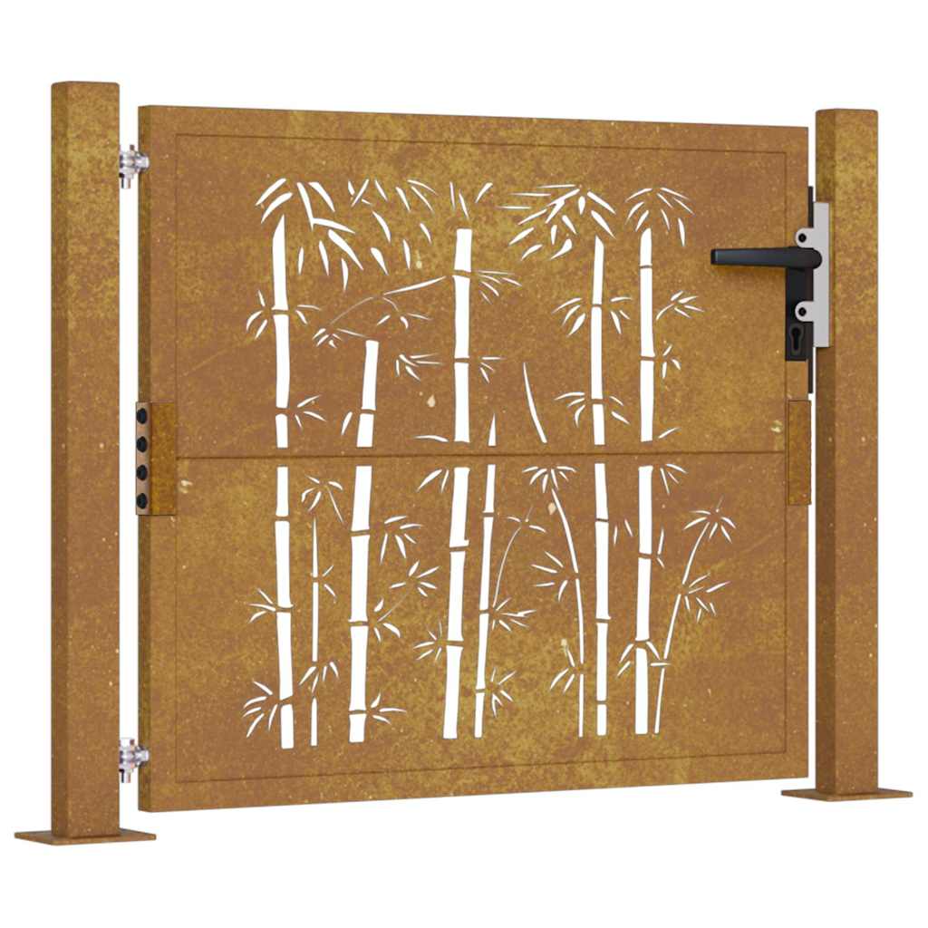 Garden Gate 100x75 cm Corten Steel Bamboo Design