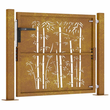 Garden Gate 100x75 cm Corten Steel Bamboo Design