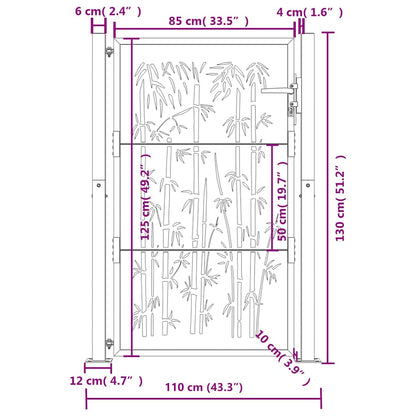 Garden Gate 100x125 cm Corten Steel Bamboo Design