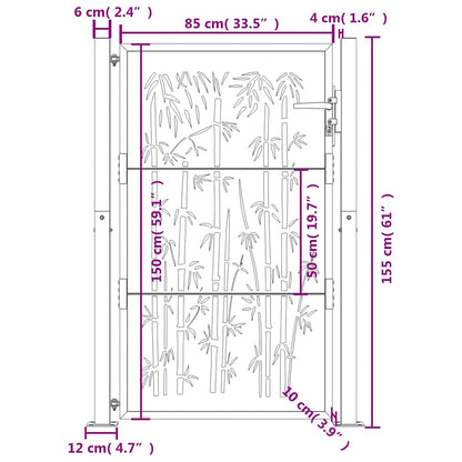 Garden Gate 100x150 cm Corten Steel Bamboo Design