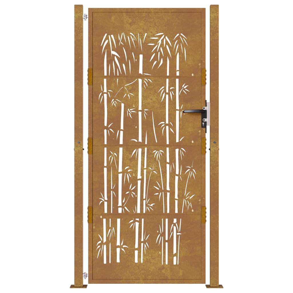 Garden Gate 100x200 cm Corten Steel Bamboo Design